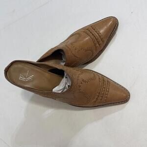White Mountain Leather Mule Slide Western‎ Shoe Booties Heels Women’s 8.5